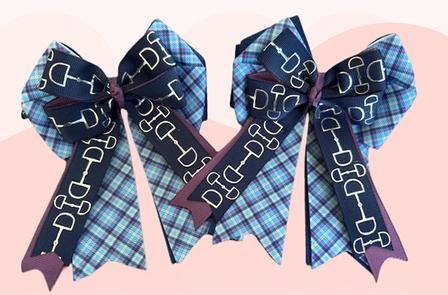 Navy & Purple Plaid Show Bows