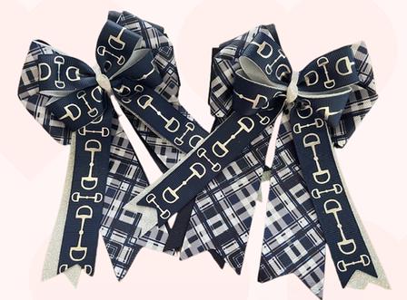 Navy & White Plaid Show Bows