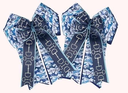 Blue Running Horses Show Bows