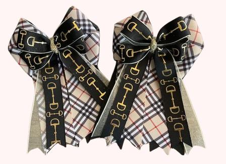 Black, Tan & Plaid Show Bows