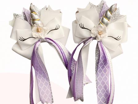Lavender & Silver Unicorn Show Bows