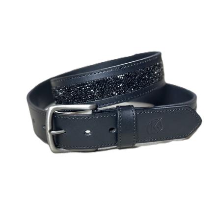 Crushed Stone Leather Belt BLACK