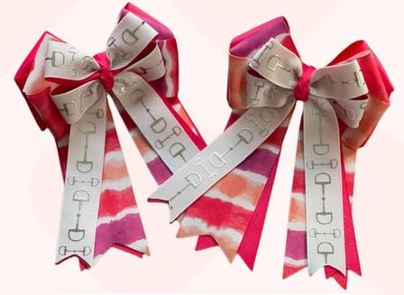 Hot Pink Striped Show Bows