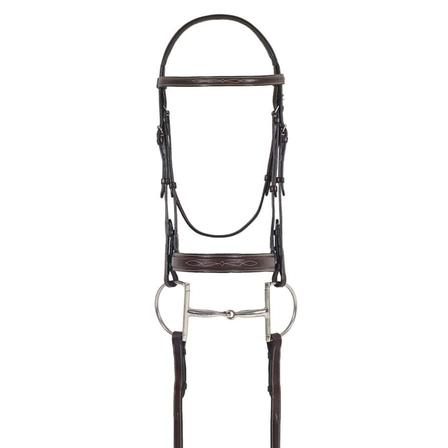 Ovation® Fancy Stitched Raised Wide Noseband Padded Bridle with Comfort Crown and Laced Reins