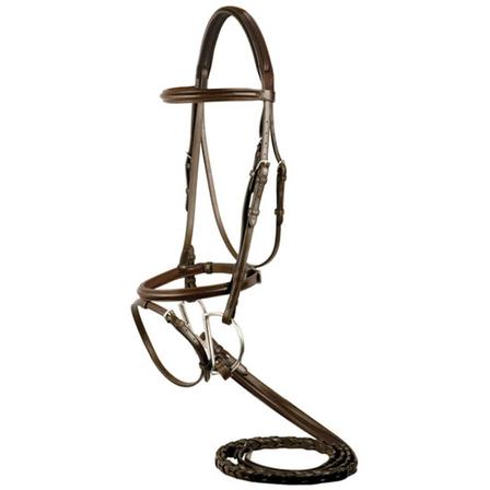 M Toulouse Platinum Hampshire Flash Bridle with Reins CHOCOLATE