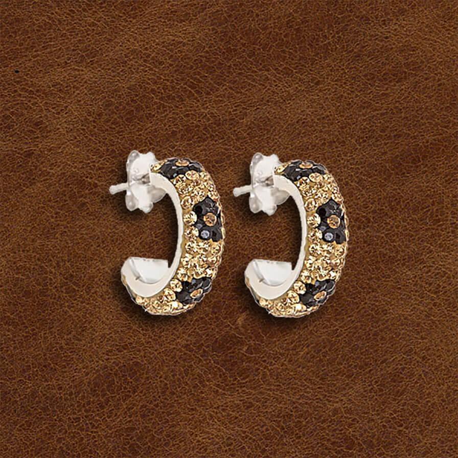 Cheetah Hoop Earrings With Swarovski Crystals