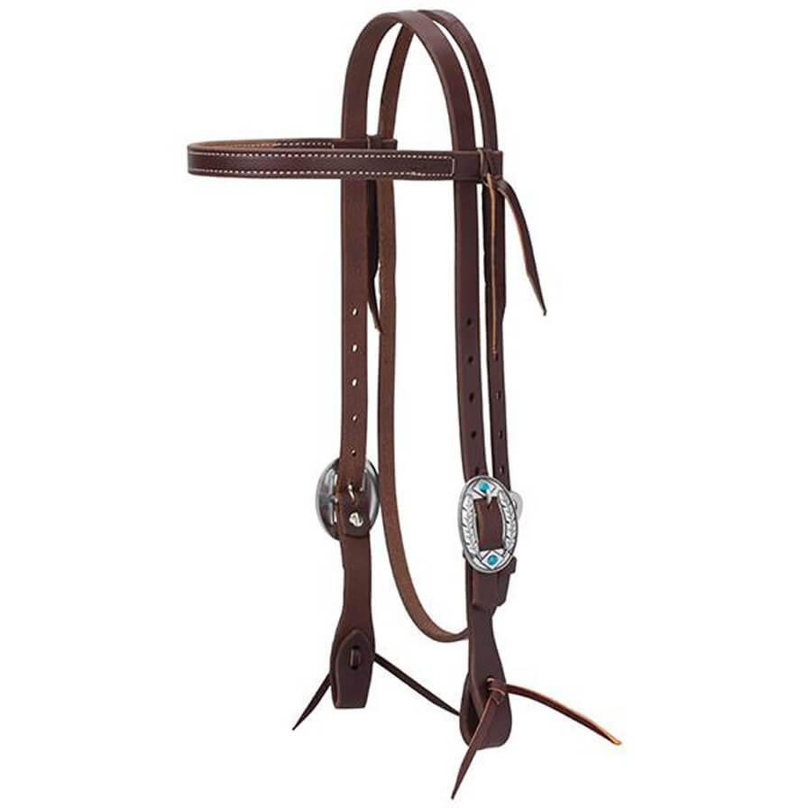  Working Tack Feather Designer Hardware Straight Browband Headstall
