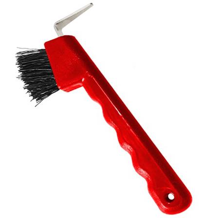 Hoof Pick with Brush RED
