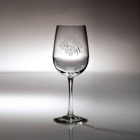 Jumper Floral Etched Wine Glass