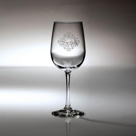 Kelley Dressage Floral Etched Wine Glass