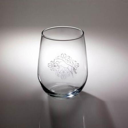 Kelley Jumper Floral Etched Stemless Wine Glass