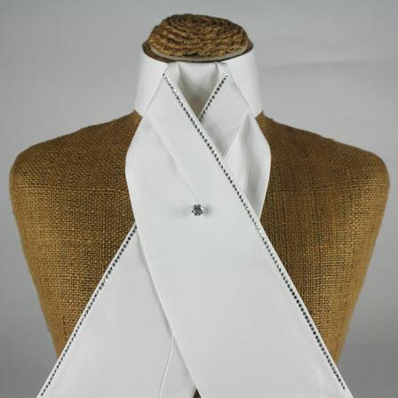 Style Stock White Classic Bling Pre-Tied Stock Tie