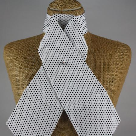 Style Stock White with Black Mini Polka Dot Un-Tied Stock Tie