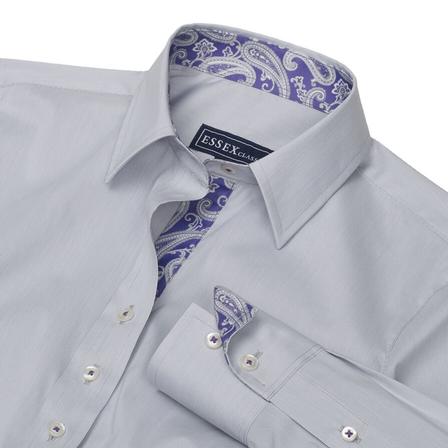 “Dora” Grey Fine Line Stripe Tailored Shirt