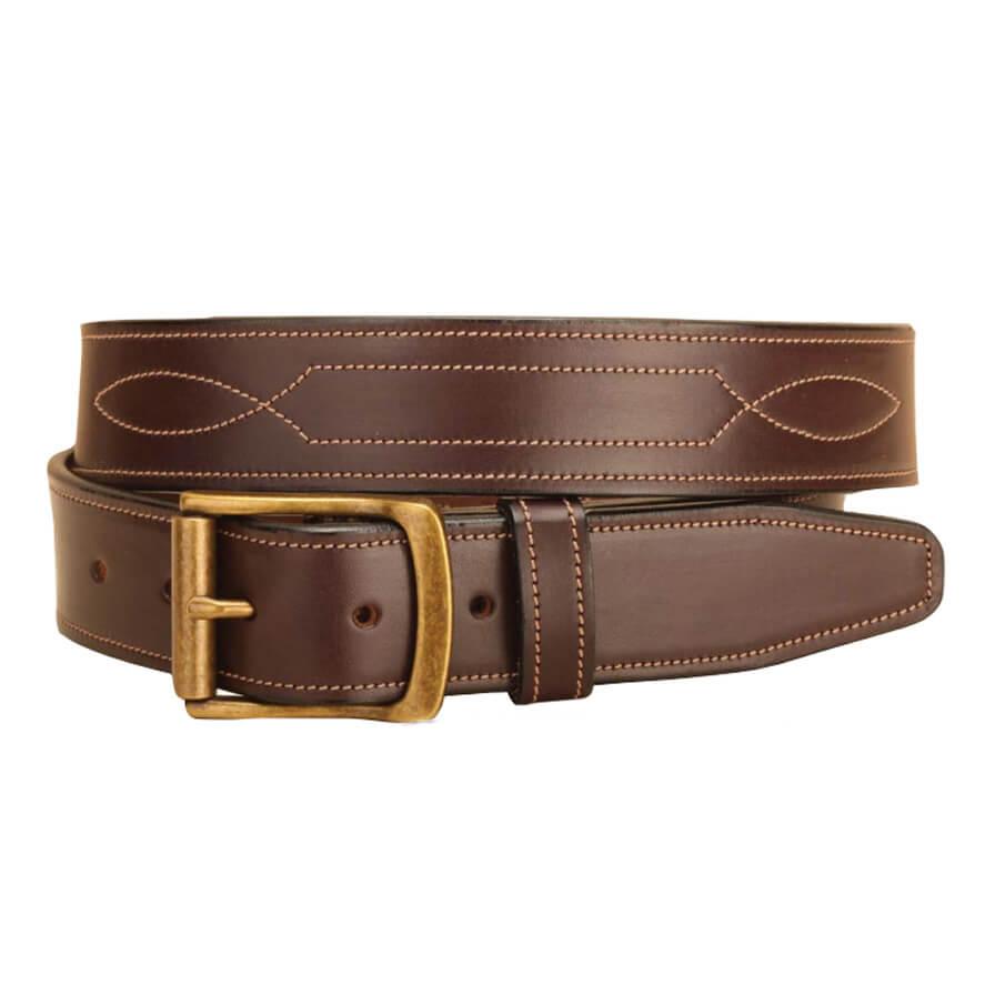 Leather Belt With Stitch Pattern