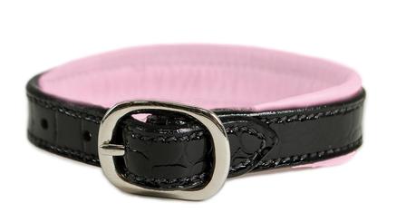 Croc Leather Padded Bracelet BLACK/PINK