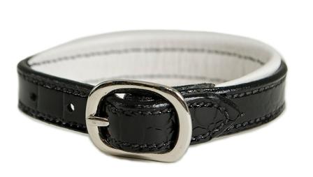Croc Leather Padded Bracelet BLACK/WHITE