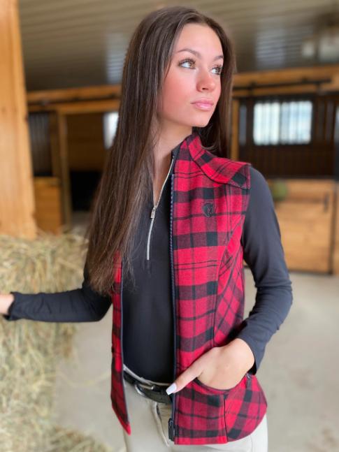 Ladies Plaid Vest With Bit Detail
