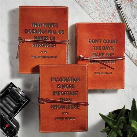 Leather Notebook with Embossed Saying