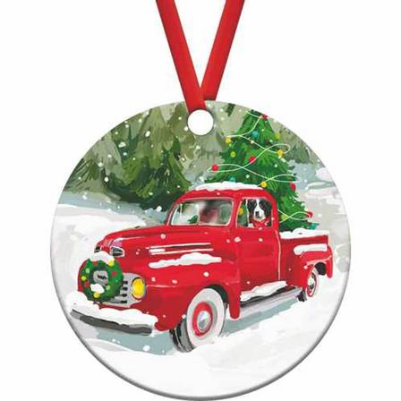 Noah's Red Truck Holiday Ornament