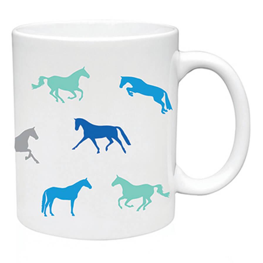 Blue Multi Horse Mug