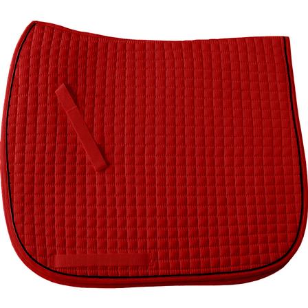 Cotton Quilted Dressage Square Pad with Piping RED/BLACK