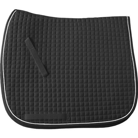 Cotton Quilted Dressage Square Pad with Piping - Extra Long BLACK/WHITE
