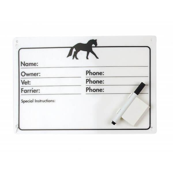  Horse Info Stall Plaque With Dry Erase Pen