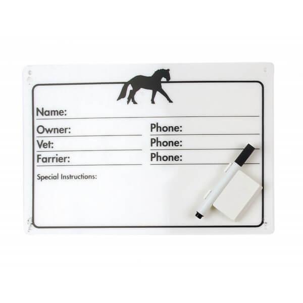 Horse Info Stall Plaque With Dry Erase Pen