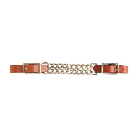 Curb Strap With Double Chain CHESTNUT