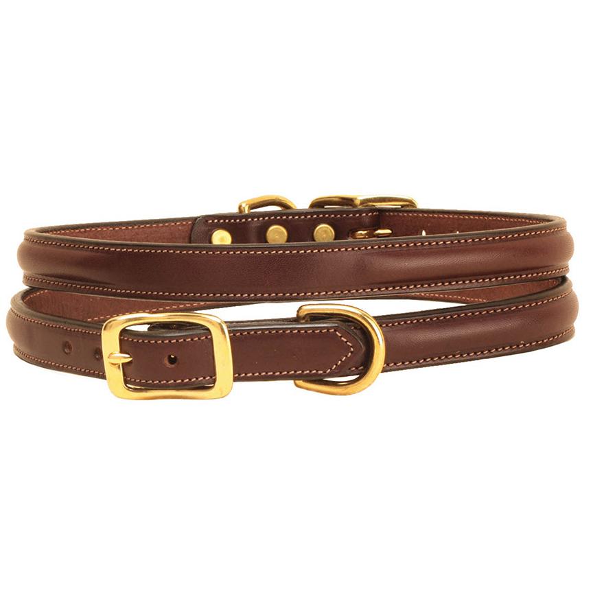 Tory Leather Raised, Stitched Dog Collar