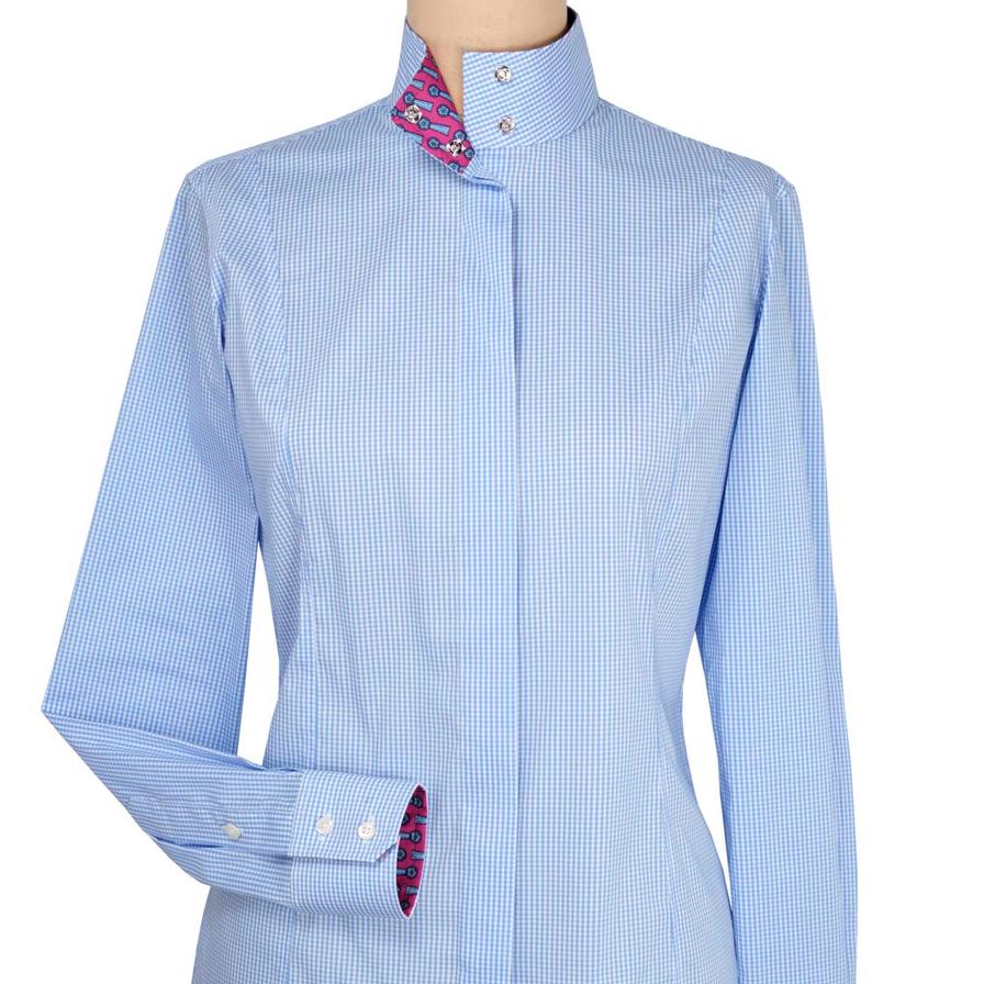  “ Isabel Blue Gingham ” Ladies Fitted Straight Collar Show Shirt