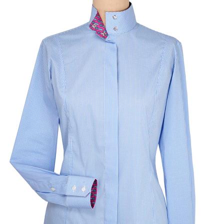 “Isabel Blue Gingham” Ladies Fitted Straight Collar Show Shirt