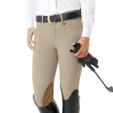 Celebrity EuroWeave™ DX Euro Seat Front Zip Knee Patch Breeches CLASSIC_SHOW_TAN