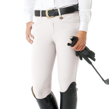 Celebrity EuroWeave™ DX Euro Seat Front Zip Knee Patch Breeches WHITE