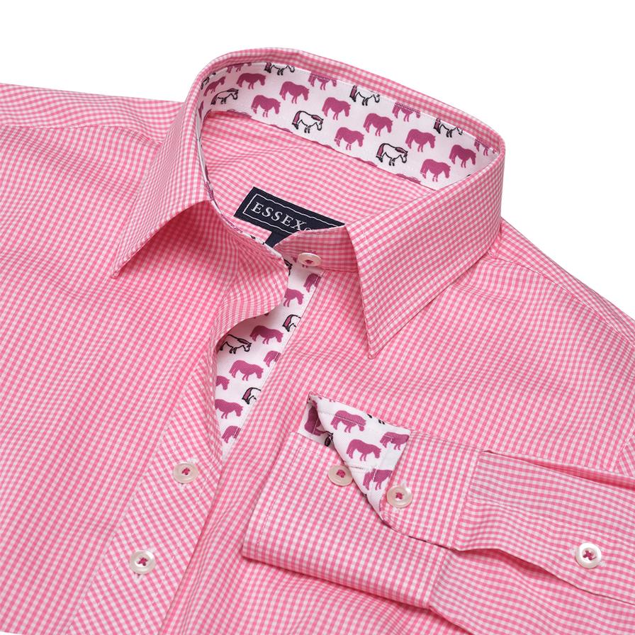 “ Dora Peeps ” Pink Gingham Check Tailored Shirt