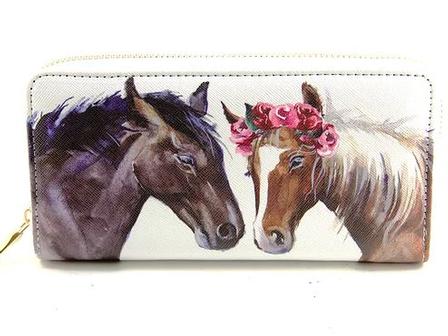 Wallet with Horse Heads & Flowers