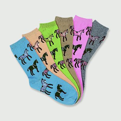 Horses in Blankets Crew Socks - 6-pack