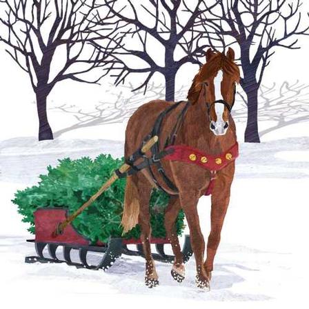 Winter Horse Sleigh Napkins