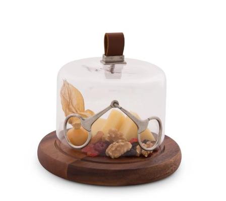 Hand-Blown Glass Dome & Cheese Board