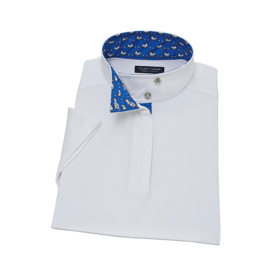 “ Strutting Chicken ” Girls Short Sleeve Talent Yarn Wrap Collar Show Shirt