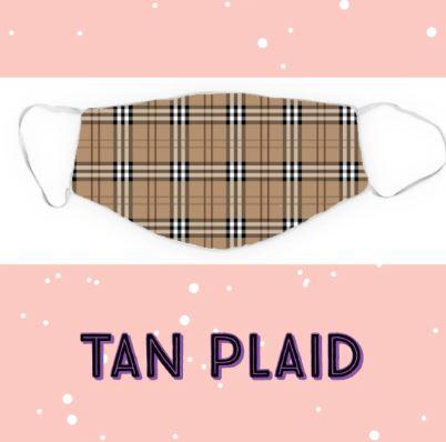 Tan Plaid Face Mask