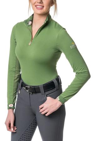 Willow Green with Rose Gold Zipper and Floral Trim