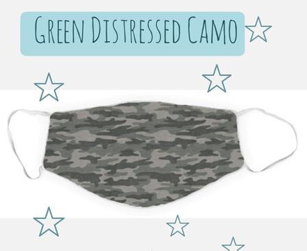 Green Distressed Camo Face Mask